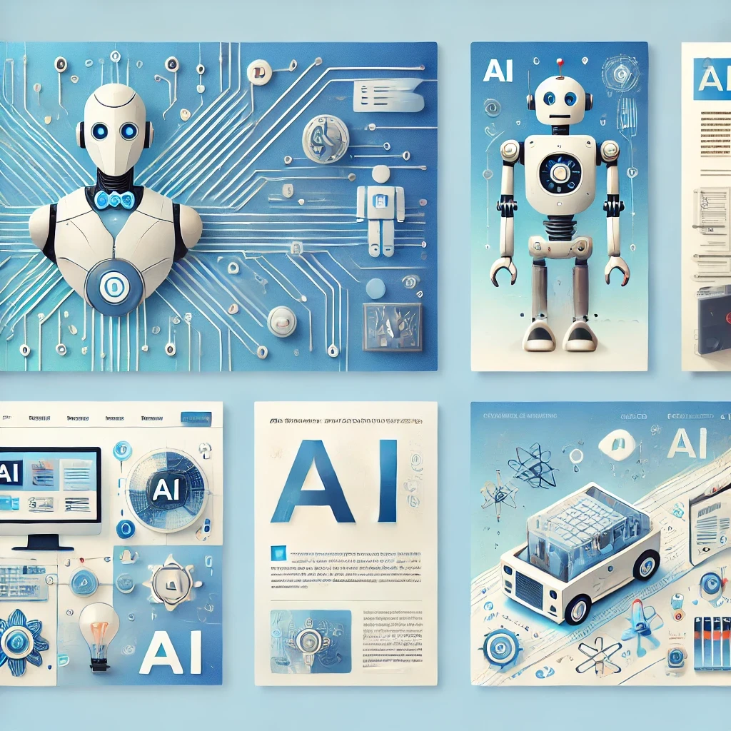 DALL·E 2024-12-09 18.49.19 - A collection of images for a modern AI-themed website without any additional marks or overlays. The images should include_ 1) a hero banner with a fut AI FÖR FÖRETAG